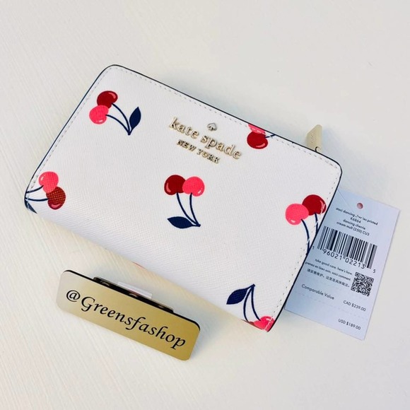 Kate spade staci medium cherry compact bifold wallet new - Picture 4 of 5